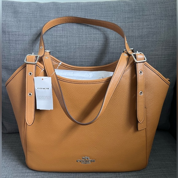 NWT COACH PEBBLED LEATHER MEADOW TOTE HANDBAG SHOULDER BAG - Picture 1 of 11